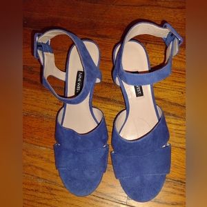 Blue Suede Wedge Heels size 8